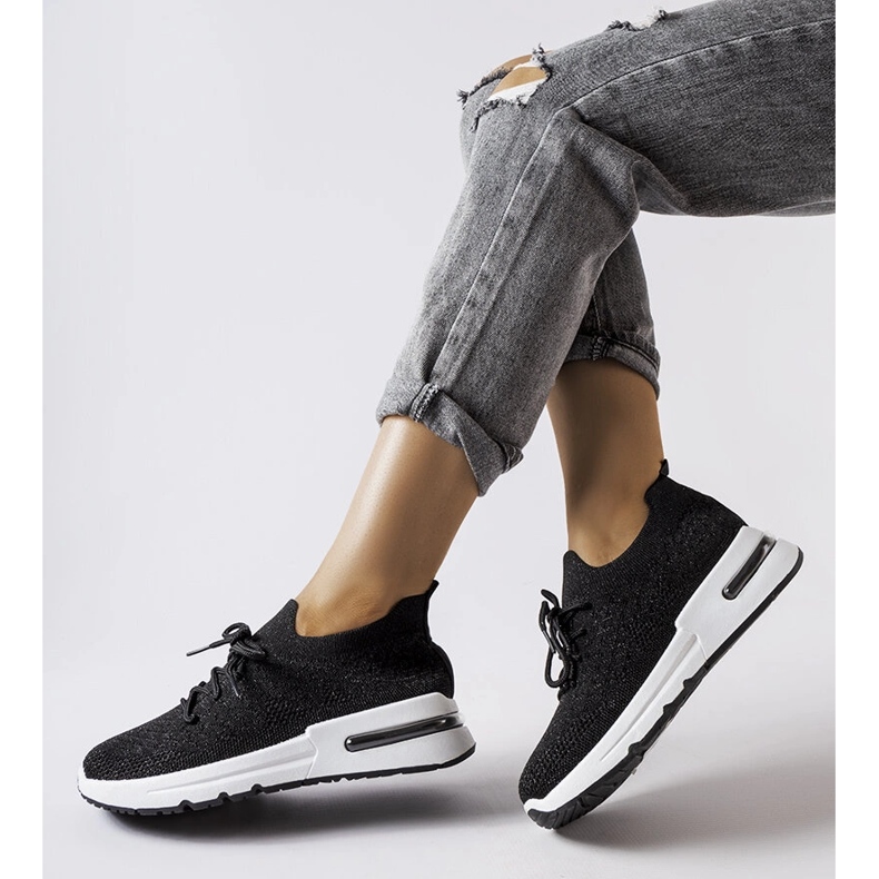 Inna Adidași negri decorați cu un fir Randolph strălucitor negru 2