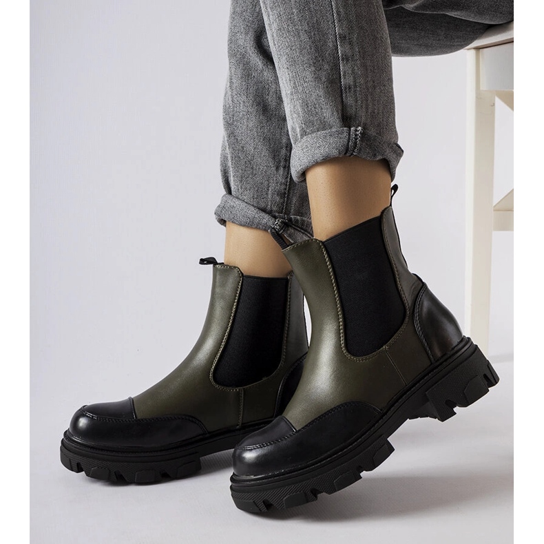 Inna Cizme slip-on negre și verzi de la Albany verde 1