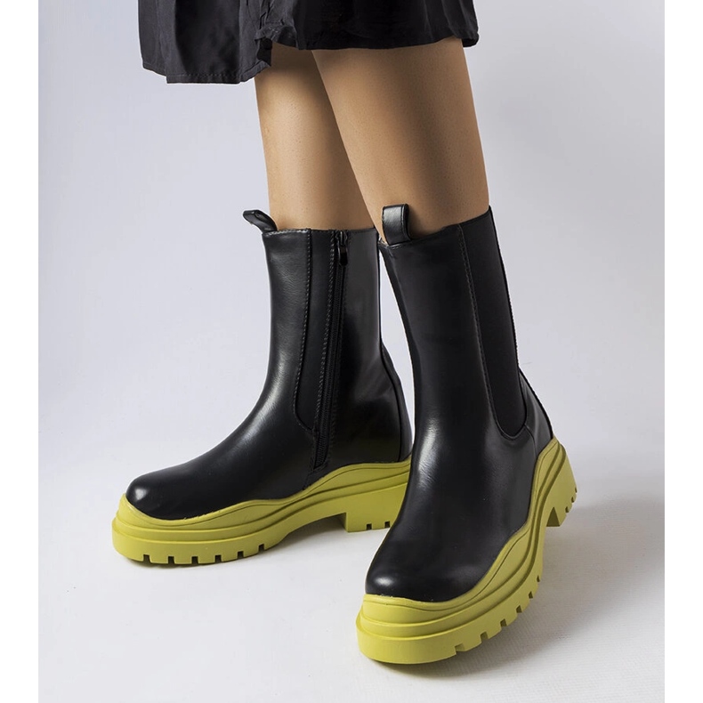 Cizme negre cu talpa colorata de la Delebio negru 1