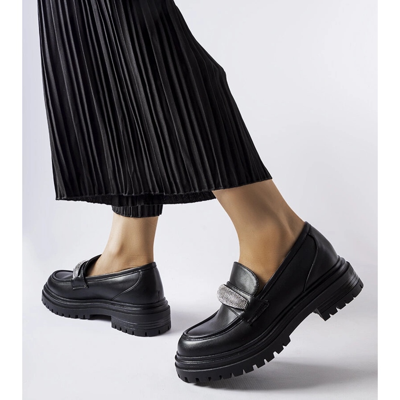 Mocasini negri cu strasuri de la Hartford negru 1