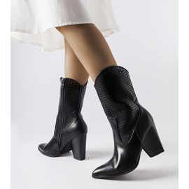 Cizme negre ajurate de cowboy de la Raiano negru 1