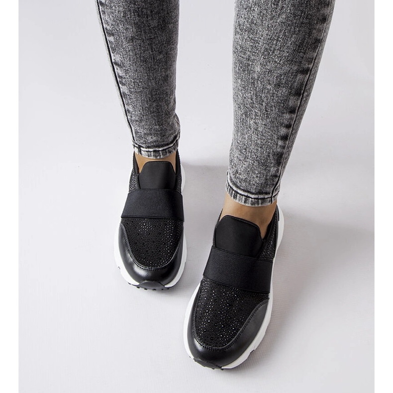 Tenisi negri cu strasuri de la Algiso negru 1