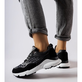 Adidasi negri cu decor argintiu de la Rio alb 1