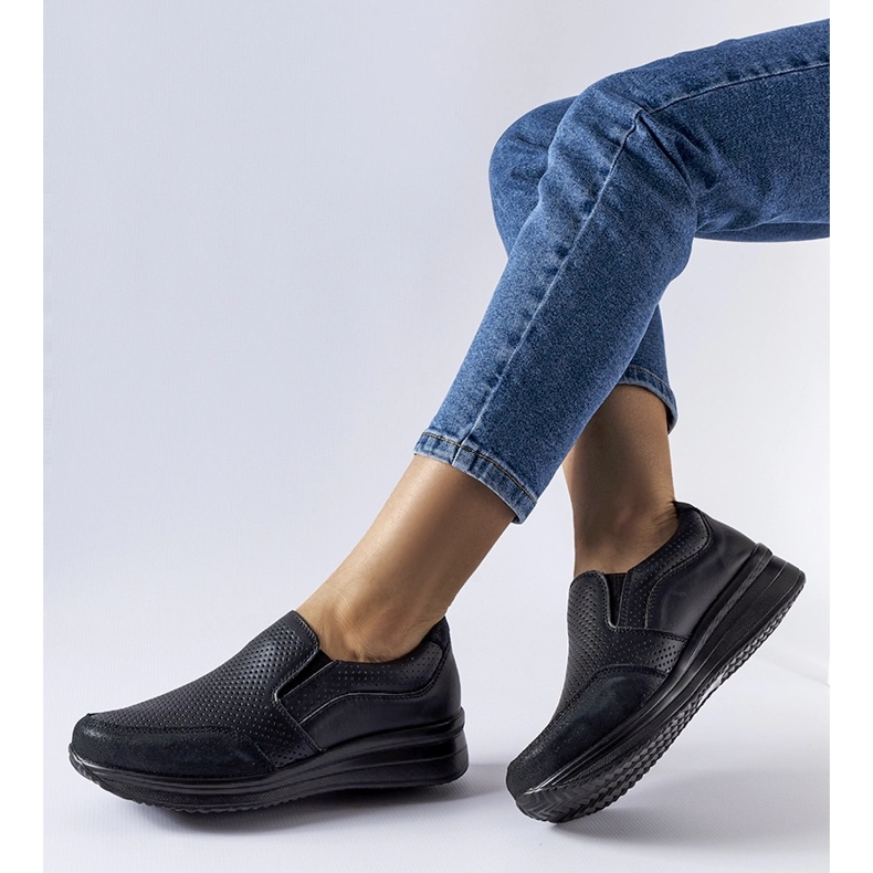 Tenisi negri ajurati Rhéaume cu pană negru 1