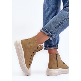 Pantofi de damă cu fermoar izolați Camel Big Star MM274026 bej 1