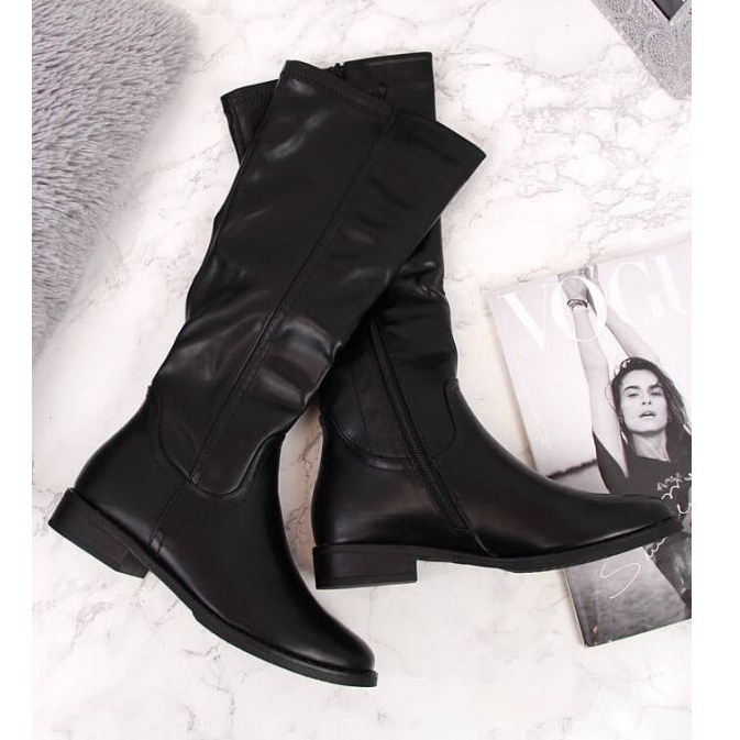 Cizme izolate cu toc plat Jezzi W JEZ265, negre negru 2 Cizme izolate cu toc plat Jezzi W JEZ265, negre negru 2