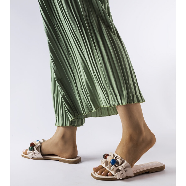 Sandale cu volane bej de la Fortier negru 1