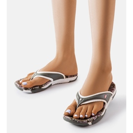 Flip-flops textil gri cu flori de la Felix 2