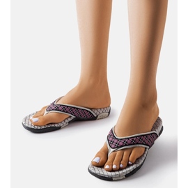 Flip-flops din material textil gri și negru de la Luigia 1