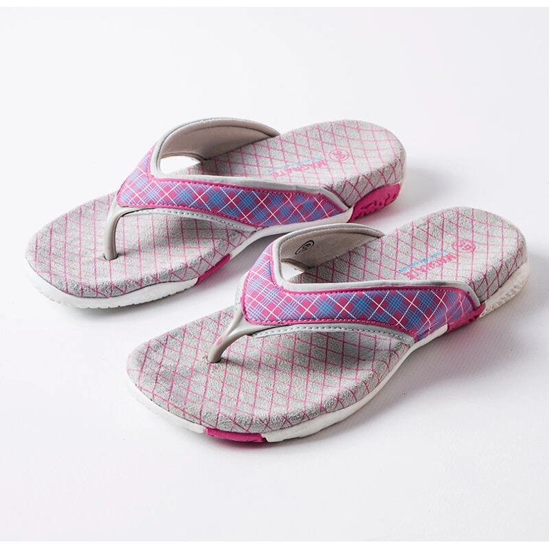 Flip-flops din material textil gri și roz de la Luigia 1