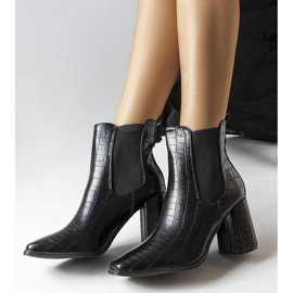 Botine negre cu imitație de piele de crocodil de la Weigall negru 1