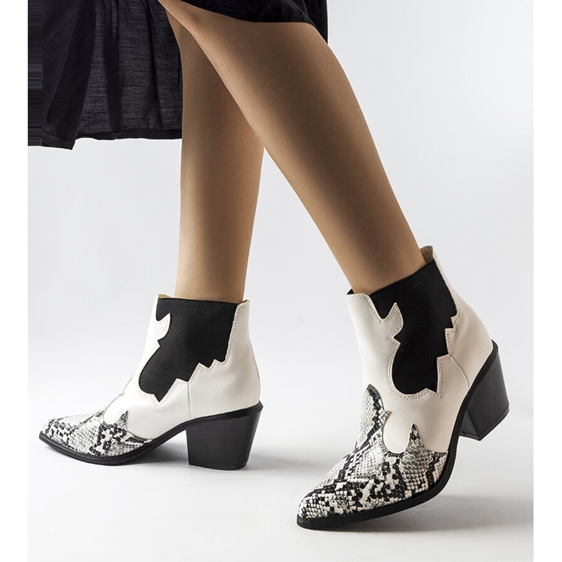 Cizme de cowboy izolate albe cu motiv de șarpe de la Goulet 1 Cizme de cowboy izolate albe cu motiv de șarpe de la Goulet 1