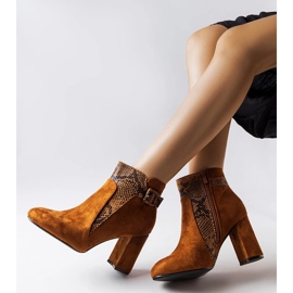 Cizme maro cu inserție de șarpe din piele ecologică Daamen 1 Cizme maro cu inserție de șarpe din piele ecologică Daamen 1