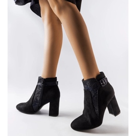 Cizme negre cu inserție de șarpe din piele ecologică Daamen negru 2