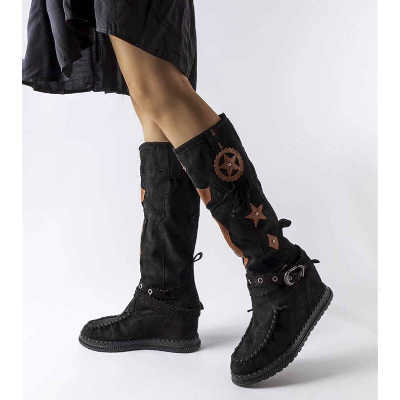 Inna Cizme negre stil boho de la Putignano negru 1