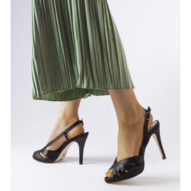 Sandale cu toc alpaca negre negru 1