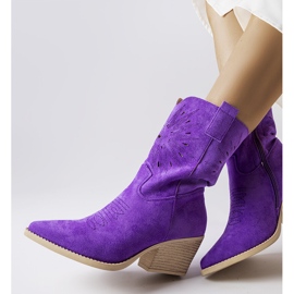 Cizme de cowboy ajurate violet de la Cieco 1