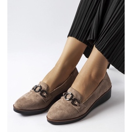 Mocasini cu pană din piele intoarsa maro de la Erin 1