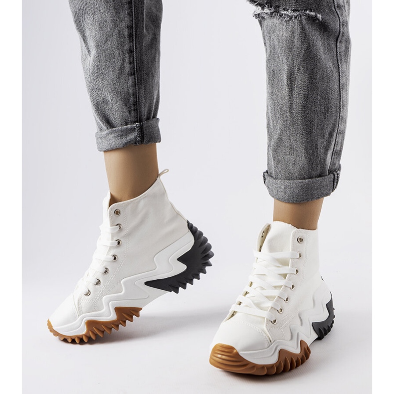 Adidasi sport albi cu talpa groasa de la Toro 1