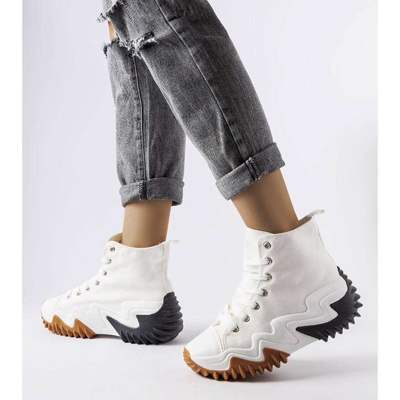 Adidasi sport albi cu talpa groasa de la Toro 2