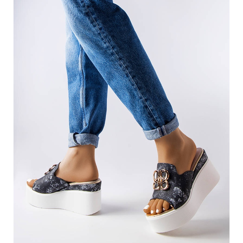 Sandale Havanna negre cu pană negru 1