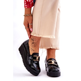 Lemar Mocasini din piele lacuita cu decor pe pană, negru 1 Lemar Mocasini din piele lacuita cu decor pe pană, negru 1