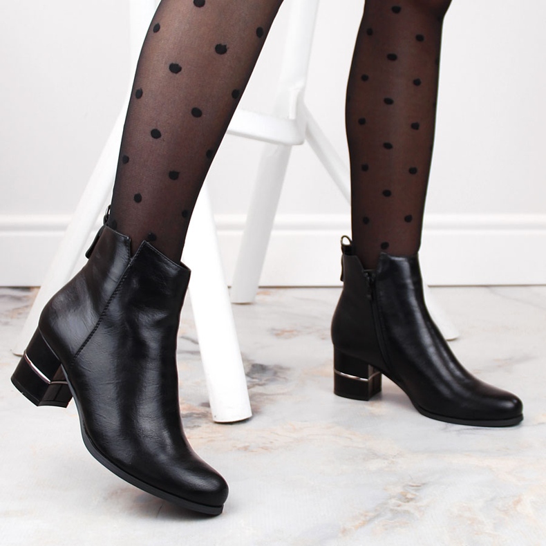 Cizme Chelsea negre calde pe stâlp de M. Daszyński negru 1