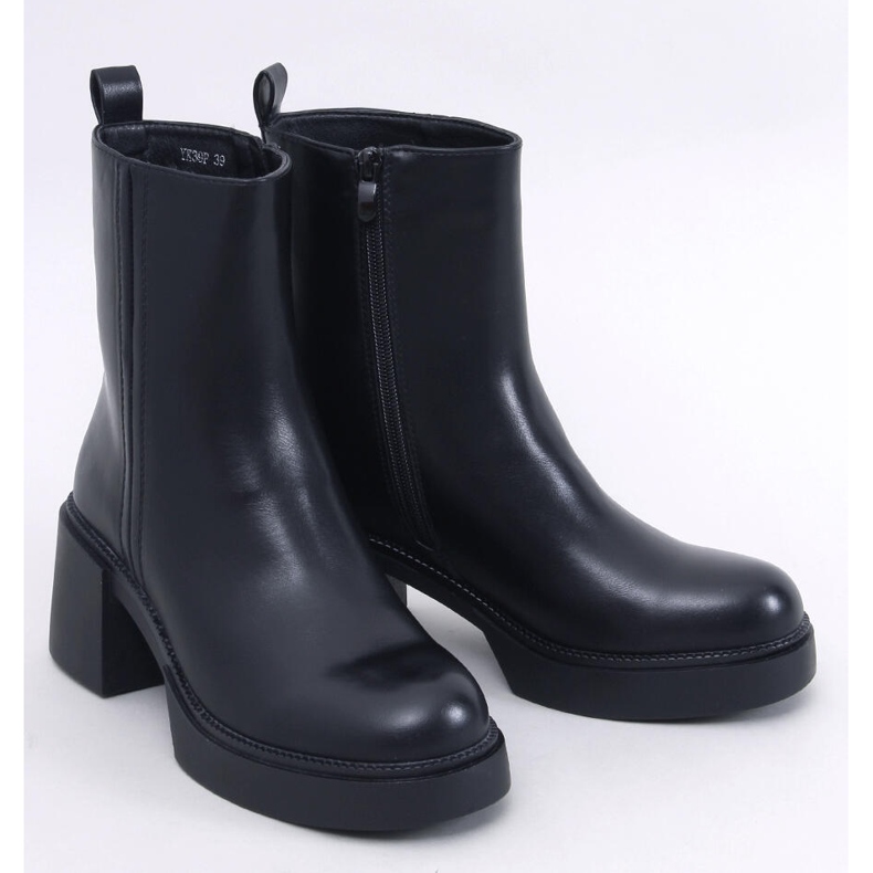 Botine Ruffin Black cu toc stabil negru 1
