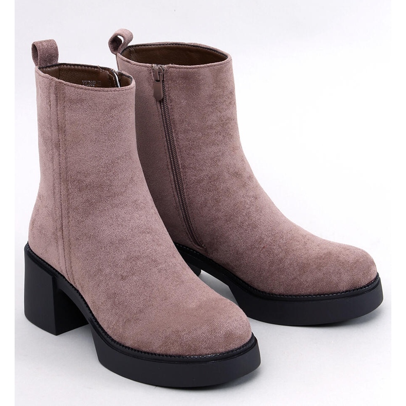 Botine Ruffin Khaki cu toc stabil bej 1