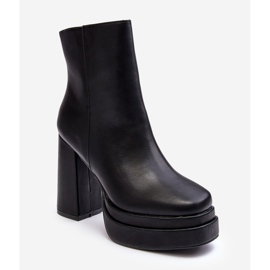 WS1 Botine de damă cu toc înalt și platformă Black Sandstra negru 1