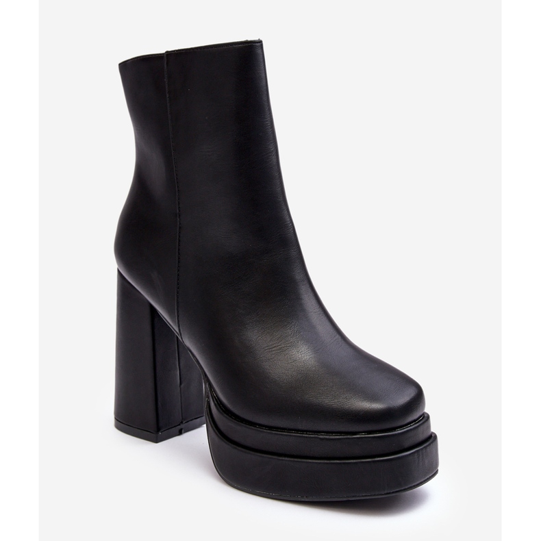 WS1 Botine de damă cu toc înalt și platformă Black Sandstra negru 1