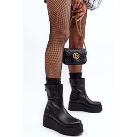 Botine de damă din piele pe o platformă masivă Maciejka 06246-01 negru 8