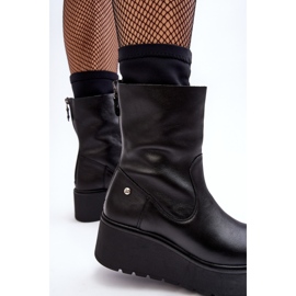 Botine de damă din piele pe o platformă masivă Maciejka 06246-01 negru 7