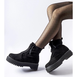 Botine negre Doganella cu fermoar negru 1