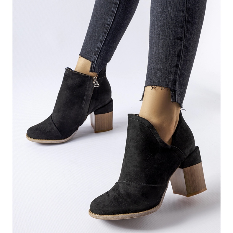 Botine negre Artemisia cu toc inalt negru 2