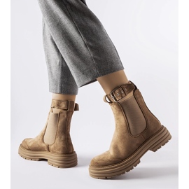 Botine maro cu închidere decorativă marca Abela bej 1