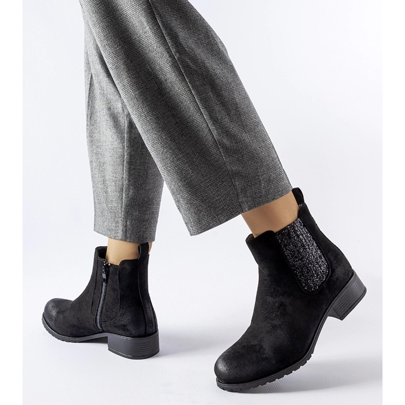 Botine plate negre cu inserție decorativă Arnoux negru 1