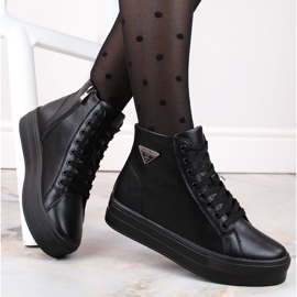 Botine din piele pe platforma, izolatoare Filippo W PAW471 creepers, negre negru 1