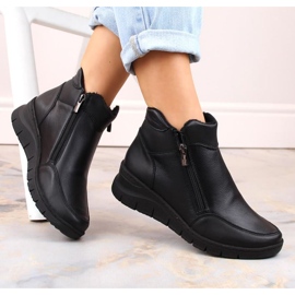 Cizme confortabile, izolate, din piele Helios W H594A, negre negru 1
