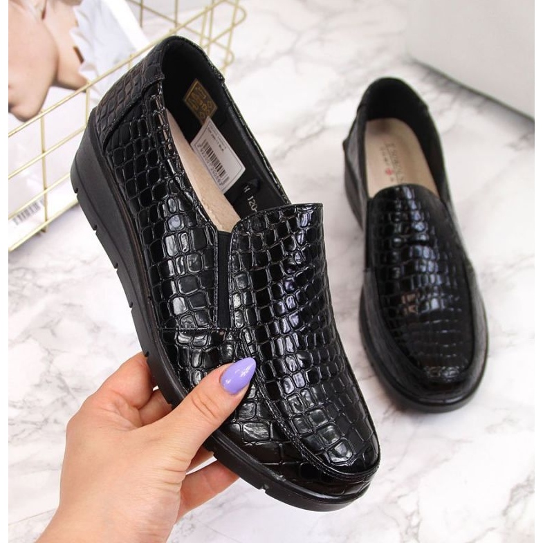 Pantofi comozi cu pană lăcuți T.Sokolski W SCA61A, negri negru 1