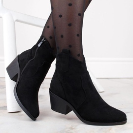 Cizme de cowboy din piele intoarsa cu toc inalt S.Barski W OLI241 negre negru 1