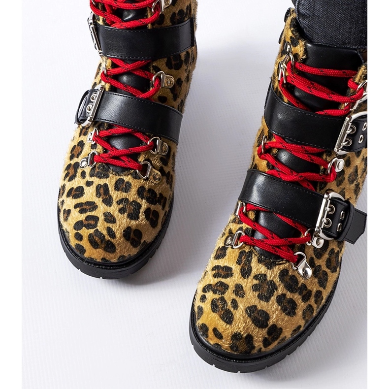 Botine Baltimore cu imprimeu leopard negre si bej 1