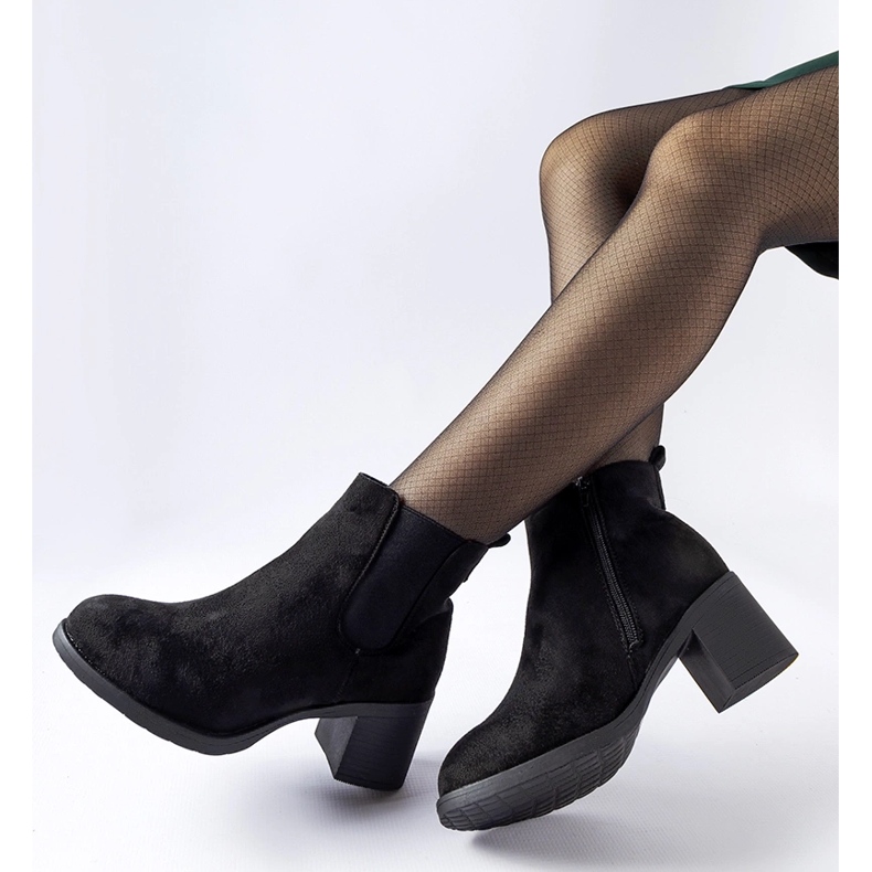 Botine negre din piele de căprioară ecologică Pacific negru 1