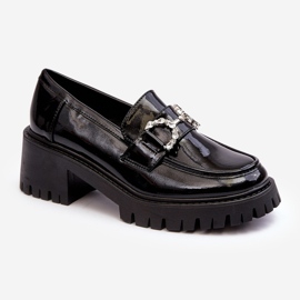 Pantofi de damă din piele lăcuită cu tocuri înalte masive, Lemmitty negru 1