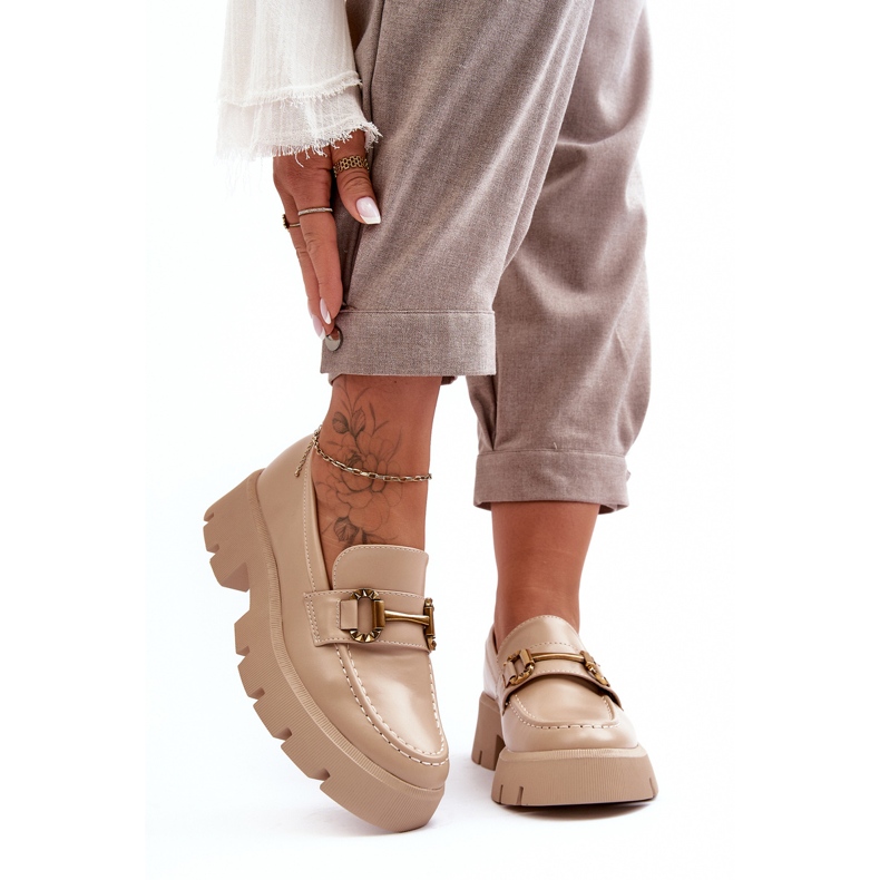 Mocasini De Dama Cu Decorat Bej Peuria 2