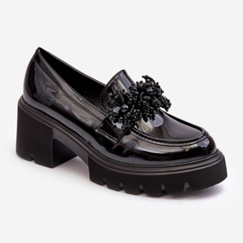 WS1 Pantofi Dama Piele Lacuita Cu Decorat Negru Renesma 1