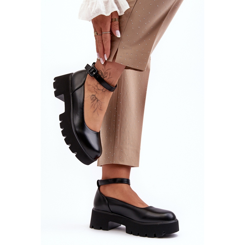 WS1 Pantofi de damă cu toc mic cu cataramă, negri de la Owena negru 2