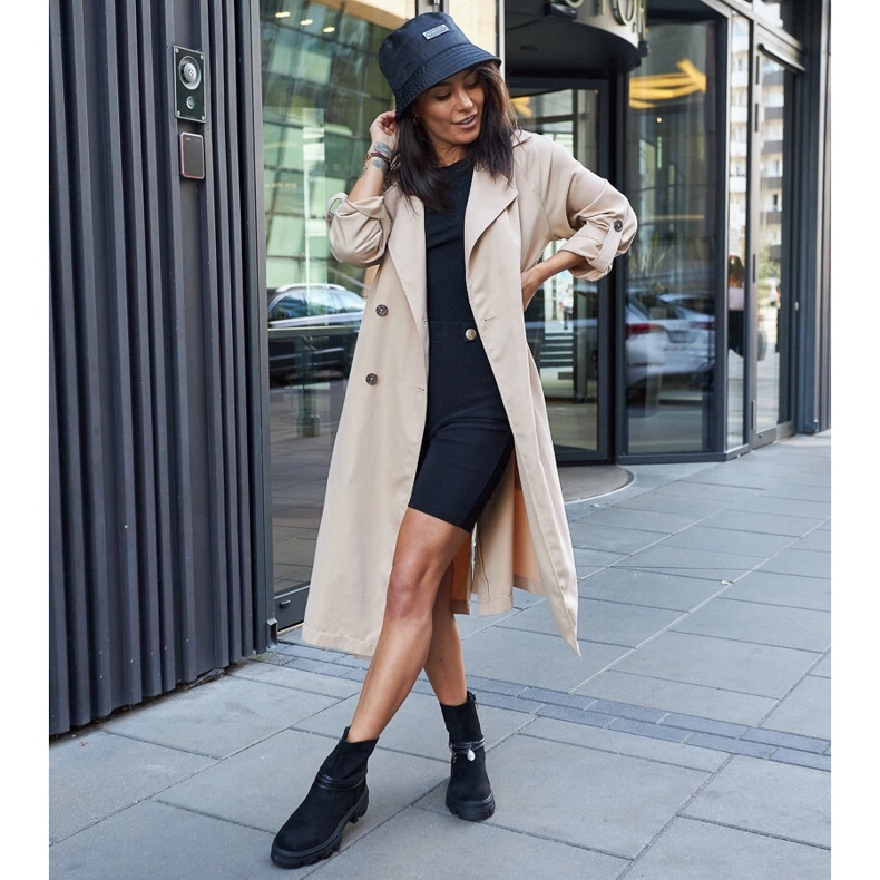 Botine negre cu brățară decorativă negru 1