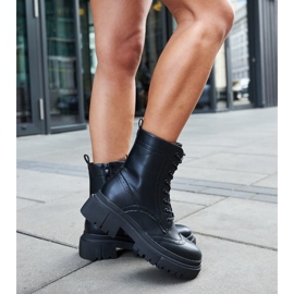 Cizme negre decorate cu cusături Nicla negru 2