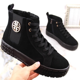 Cizme negre din piele intoarsa pe platforma, izolate de Filippo DBT4715 negru 4